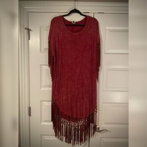 POL Crimson Fringe Dress